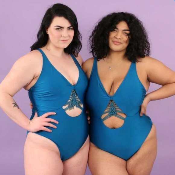 NWTs Ashley Graham x Swimsuits For All Meknes Blue Underwire Swimsuit - Picture 4 of 6